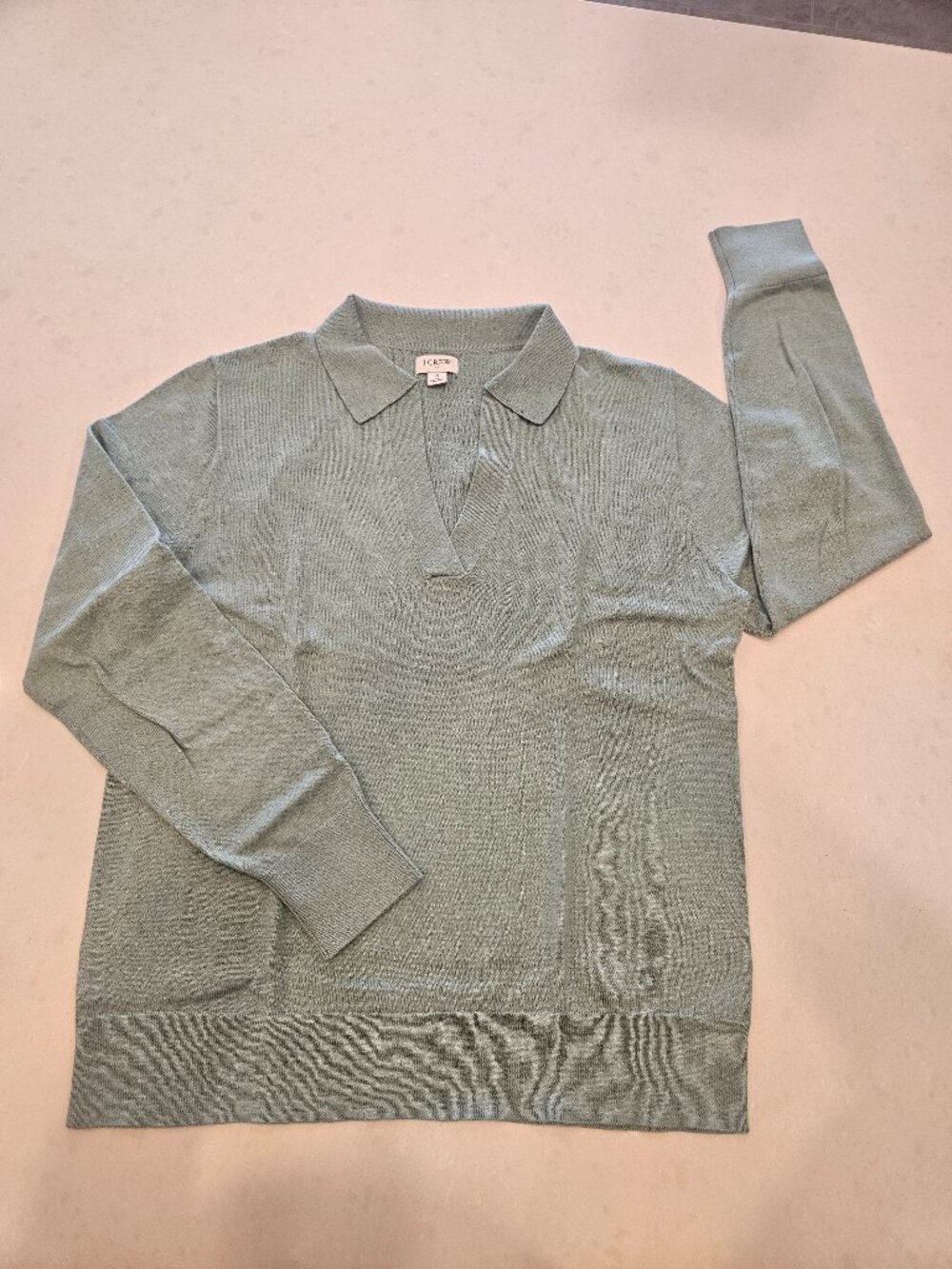 J.Crew Factory Sweater Polo Collared V-Neck - Light Green - Size S